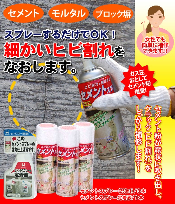 あすつく 日本ミラコン産業 セメントスプレー 230ml 3本組セット コンクリート ひび割れ 補修材 修理 エクステリア  :CM-1711al:Dragon Bee - 通販 - Yahoo!ショッピング