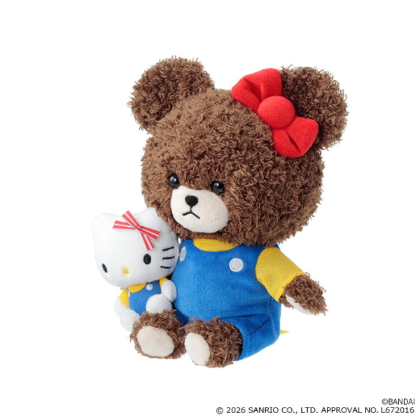 ハローキティぬいぐるみ　クマさん セキグチ 【即納】くまのがっこう×ハローキティ もこもこぬいぐるみ