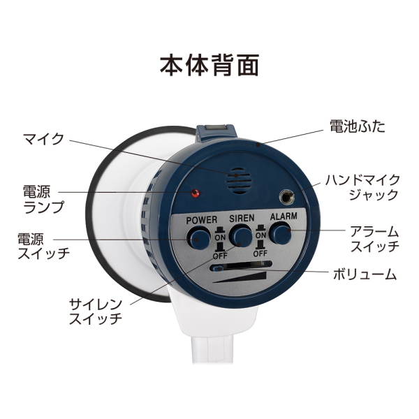 メガホン大（折りたたみ式グリップ/ショルダーベルト付/連続使用12h