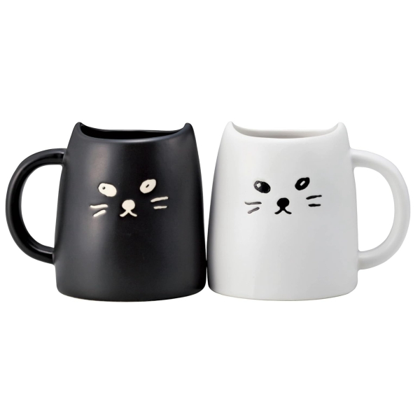 サンアート 黒ねこと白ねこのペアマグ 陶磁器製ティーカップセット