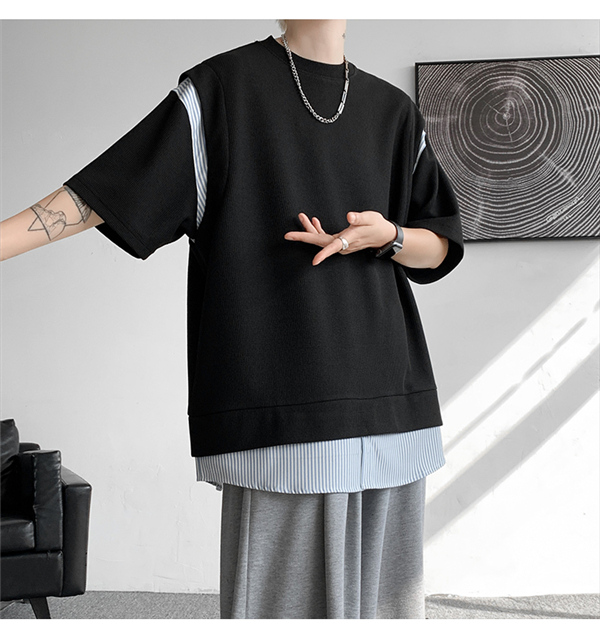 定番のお歳暮&冬ギフト tシャツ ワッフルT フェイクレイヤード 重ね着風 半袖 メンズ 服&ファッション小物
