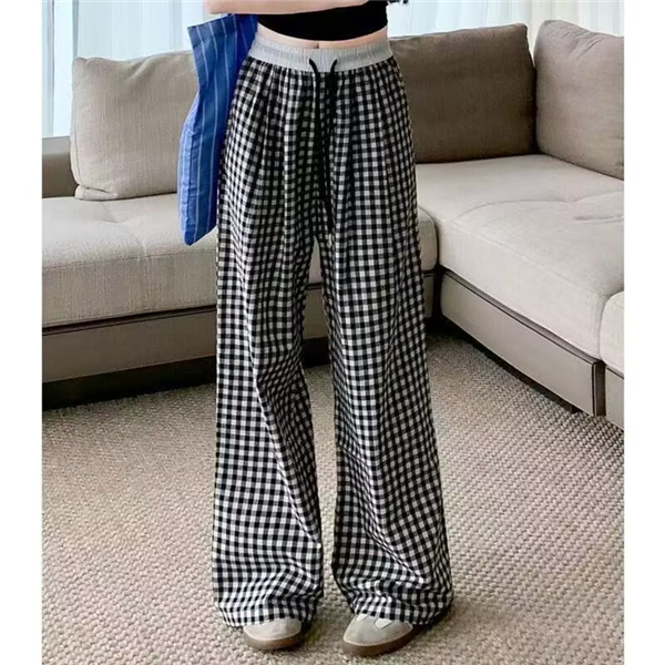 ガウチョパンツ レディース ワイドパンツ 千鳥格子 パンツ 和柄