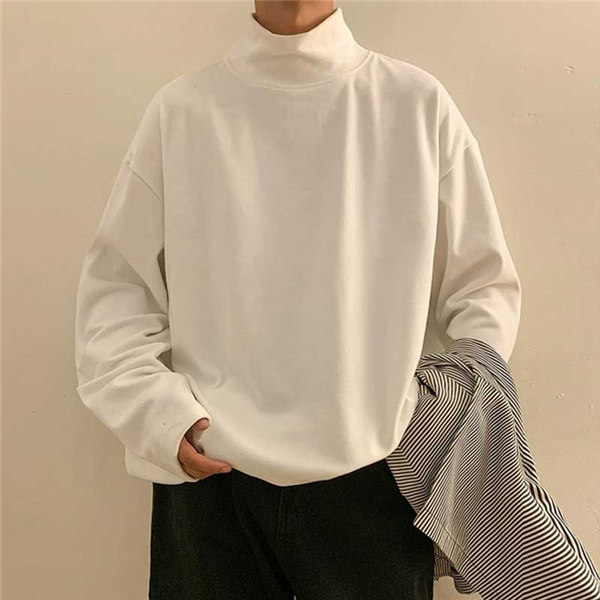 長袖Tシャツ メンズ ハーフハイネック 無地 暖かく 柔らかい インナー