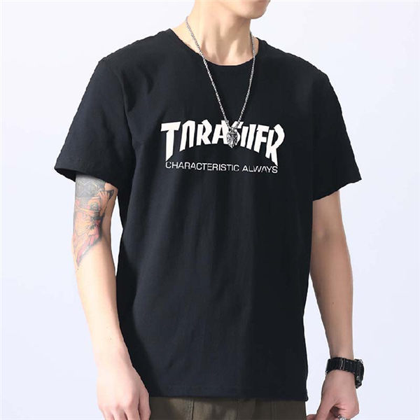Saint Mxxxxxx TEE LIPプリント クルーネック半袖Tシャツ クール メンズ 半袖Tシャツ クルーネック トップス ロゴプリント 黒