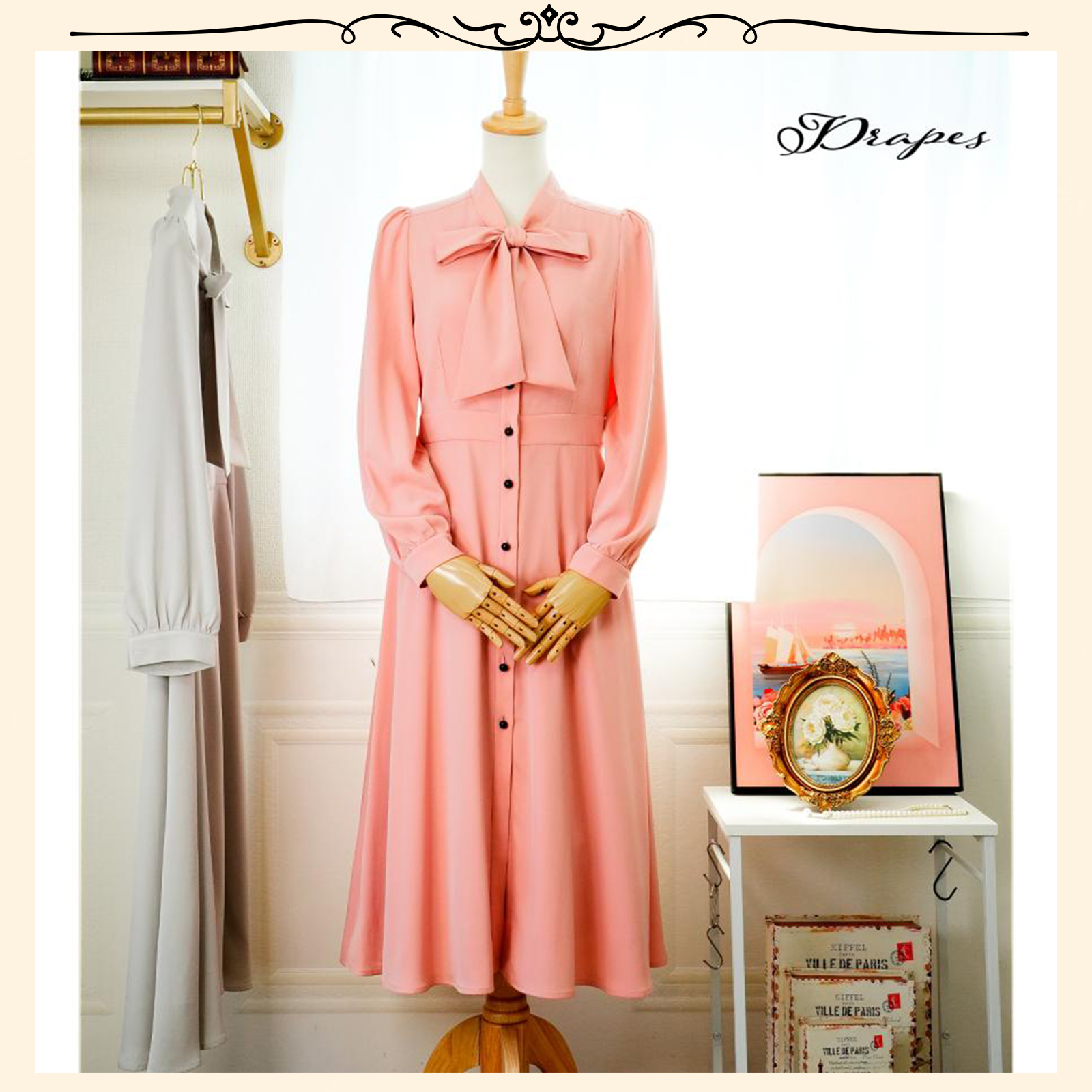 ボウタイワンピース ワンピース レディース ドレス フィットアンド