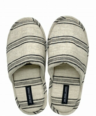 HENRY　STUDIO（ヘンリースタジオ） ヘンリースタジオ  もちもち甲部 ボーダースリッパ M アイボリー |  | 01