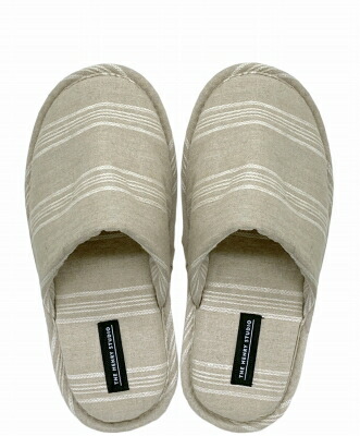 HENRY　STUDIO（ヘンリースタジオ） ヘンリースタジオ  もちもち甲部 ボーダースリッパ M アイボリー |  | 02