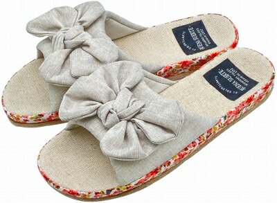 Summer slippers(サマ―スリッパ) サマースリッパ　花柄サイド　無地リボンスリッパ |  | 01
