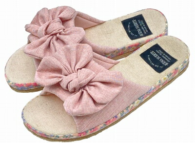 Summer slippers(サマ―スリッパ) サマースリッパ　花柄サイド　無地リボンスリッパ |  | 02