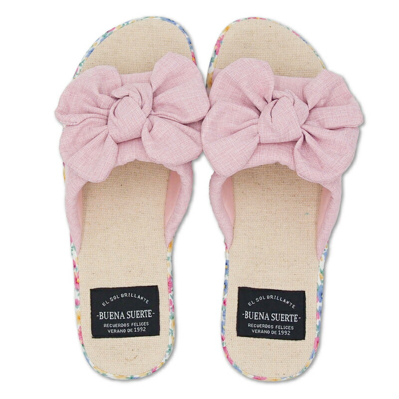 Summer slippers(サマ―スリッパ) サマースリッパ花柄サイド リボンスリッパMサイズ ポップベージュ |  | 02