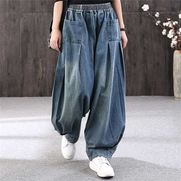 GARYU ホワイト デニムサルエルパンツ M デニムパンツ レディース サルエルパンツ ワイドパンツ デニム