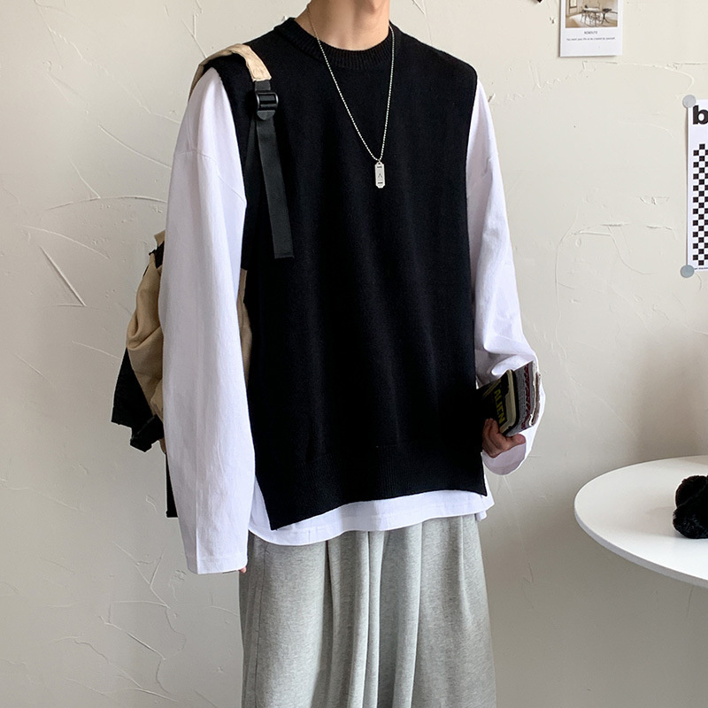 SHIPS ニットベストコンビシャツプルオーバー レイヤード 重ね着 SHIPS any: 《ウォッシャブル》オーバーサイズ チルデン ニット