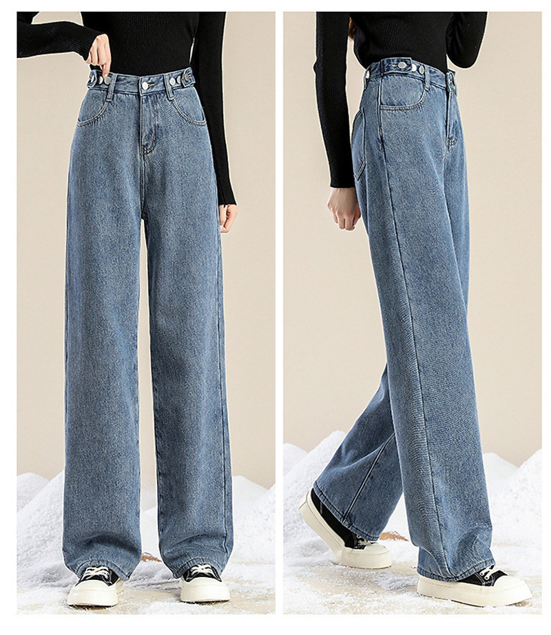 デニムパンツ レディース ワイドパンツ 裏起毛 裏ボア ジーンズ