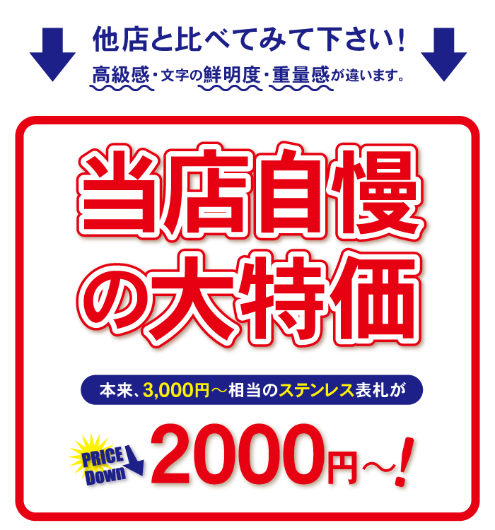 1000円から買えるオンリーワン表札