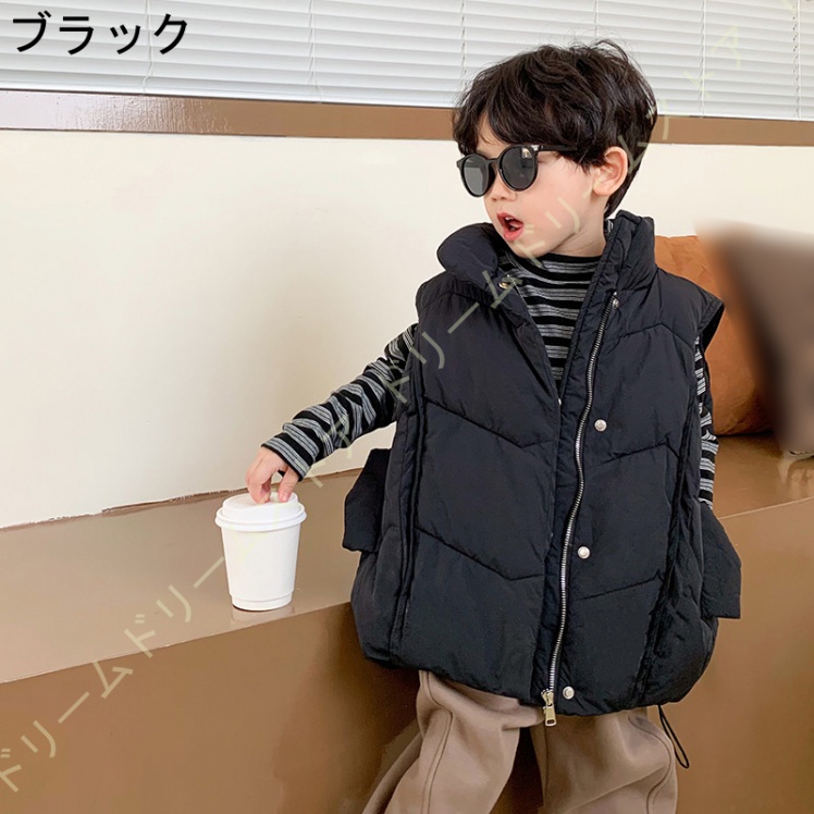 子供服 ノースリーブ ダウンベスト キッズ ベスト 綿 厚手 前開き 防寒