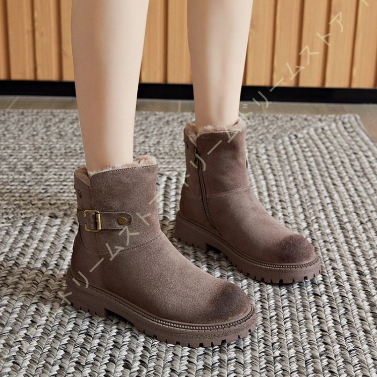 ムートンブーツ メンズ ウインターブーツ サイドジッパー ショートブーツ スエード スノーシューズ ブーツ メンズブーツ 暖か 滑り止め 裏起毛 防寒 雪対策 靴 人気ブランド多数対象 ショートブーツ