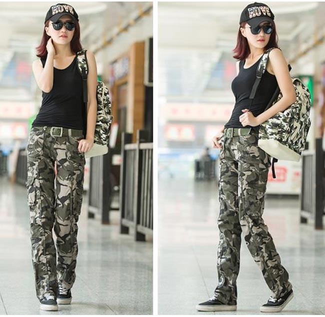 カーゴパンツ カジュアルパンツ ロングパンツ 軍パン レディース ボトムス カモフラージュ 迷彩 ミリタリースタイル オールシーズン 秋冬