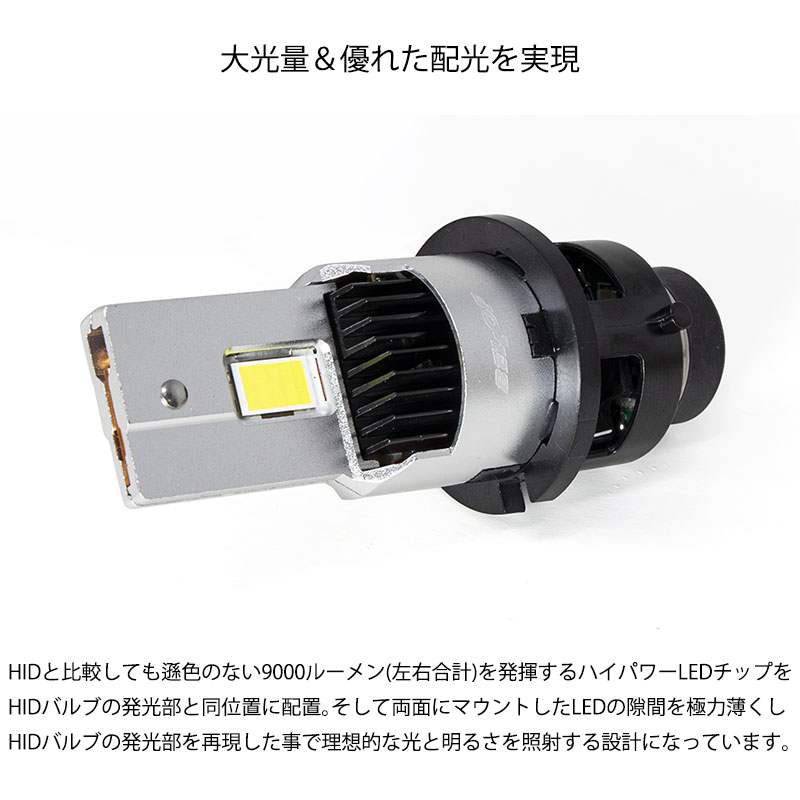 ヴォクシー LEDヘッドライト ZRR70G ZRR70W ZRR75G ZRR75W H19.06-H25.11 Lowビーム用 D4S 6500K  9000lm オプティマルLED Z BELLOF(ベロフ) LEZ204S