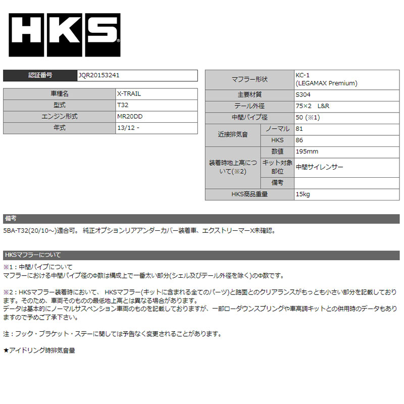 エクストレイルt32 マフラー HKSの商品一覧 通販 - Yahoo!ショッピング