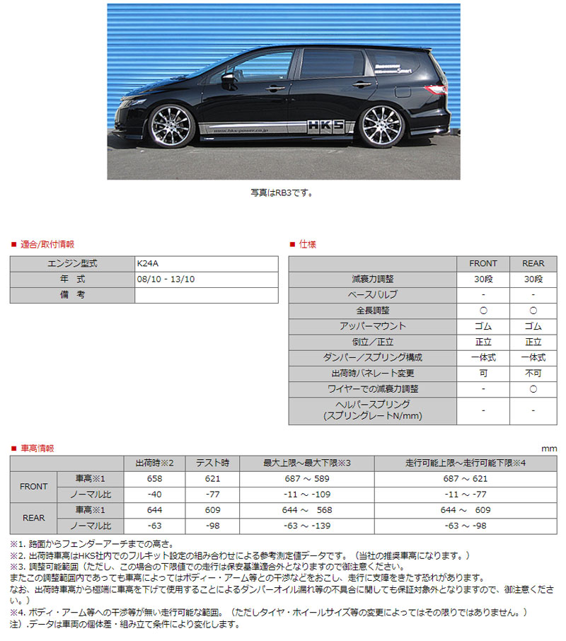 オデッセイ サスペンションキット RB3 08/10-13/10 ハイパーマックス S