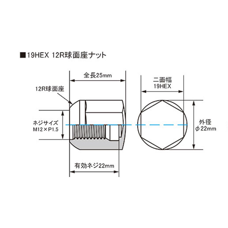 KYO-EI N-BOXカスタム ホイールナット JF3 JF4 M12xP1.5 球面座用