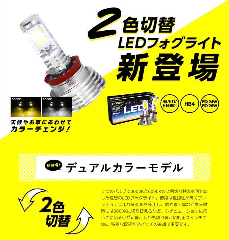 LEDバルブ LEDフォグランプ H8 H11 H16 3000K/6000K 4800lm