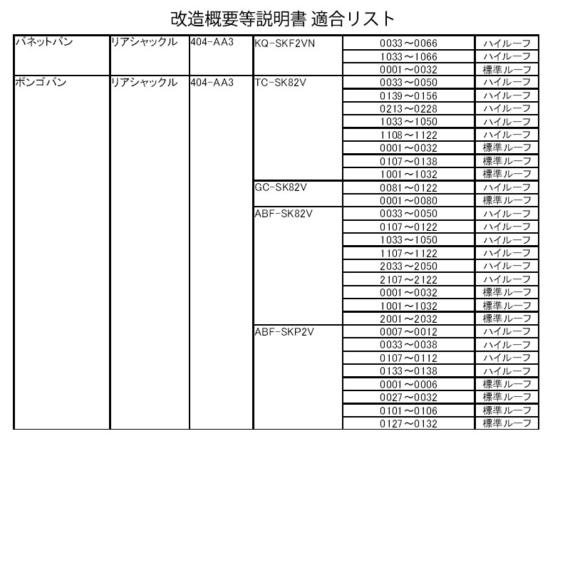 ボンゴバン リフトアップキット SK82V/SKP2V 2WD SILKROAD(シルク