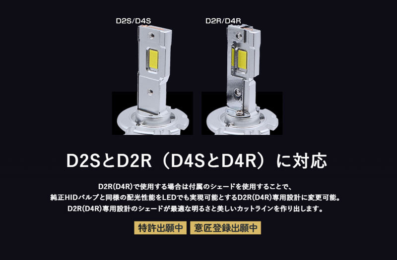 LEDバルブ ヘッドライト D4S D4R 6000K 10000lm 純正HID用 LED