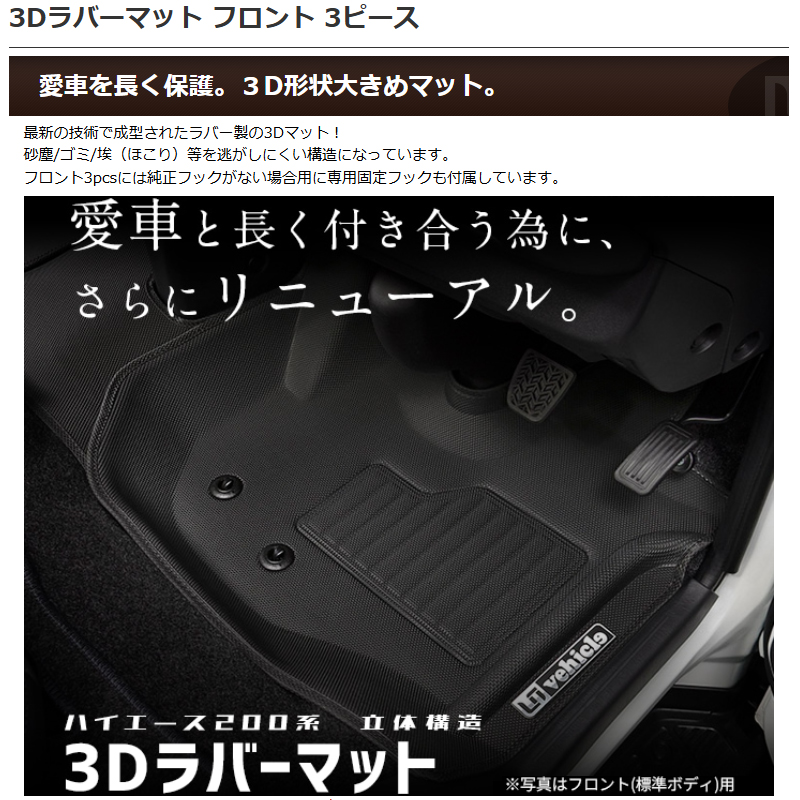 ハイエース フロアマット 200系 H16.08- スーパーロングボディ 1型- AT 