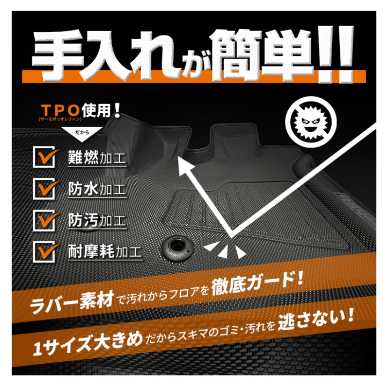 ハイエース フロアマット 200系 H16.08- スーパーロングボディ 1型- AT