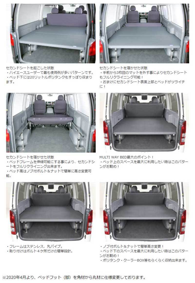 ハイエース 200系 標準ボディ用 マルチウェイ フォルドベッドキット