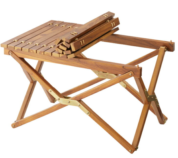 フォールディングテーブル SS 天然木 本革 ロールトップ 折りたたみ