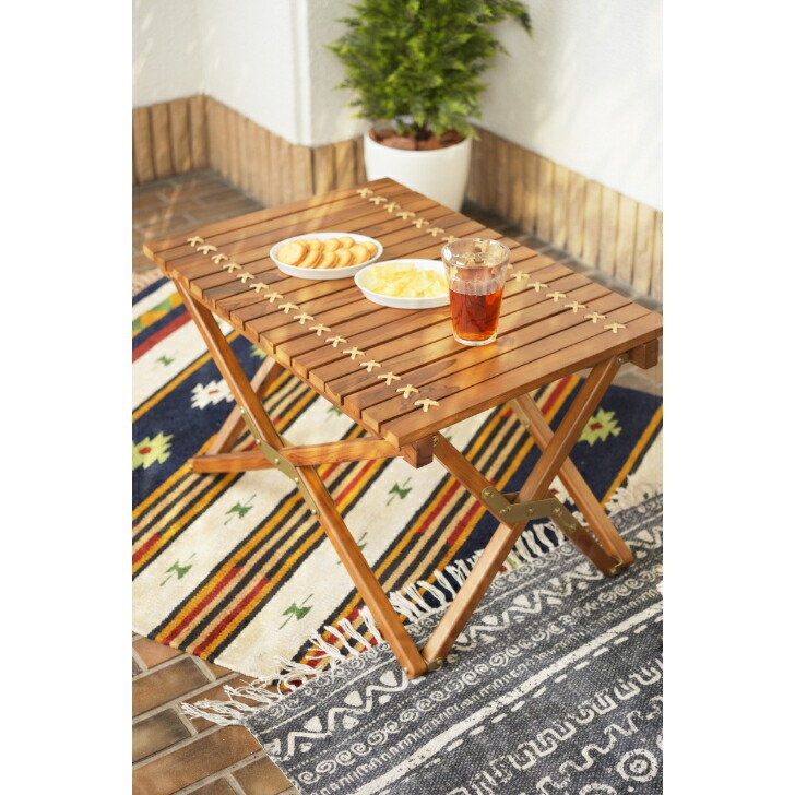 フォールディングテーブル SS 天然木 本革 ロールトップ 折りたたみ