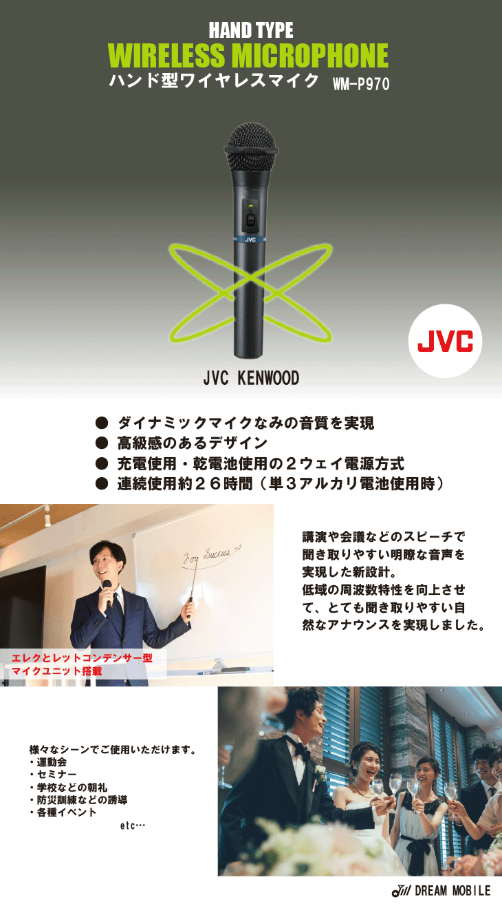 JVCケンウッド JVC ワイヤレスマイク セット 800mhz WM-P970 5本