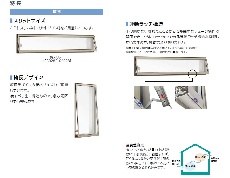 樹脂アルミ複合 断熱サッシ 高所用横すべり出し窓 069028 寸法 W730×H350 LIXIL/リクシル サーモスL 半外型 一般複層