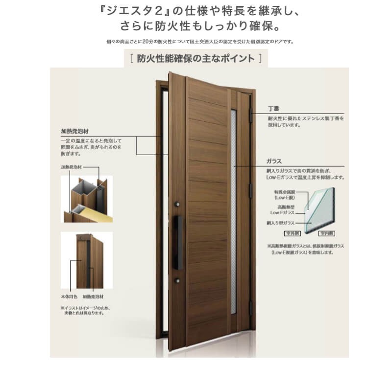 玄関ドア 防火戸 リクシル ジエスタ２ Ｄ33型デザイン k2仕様 親子(採光なし)ドア LIXIL TOSTEM - 14