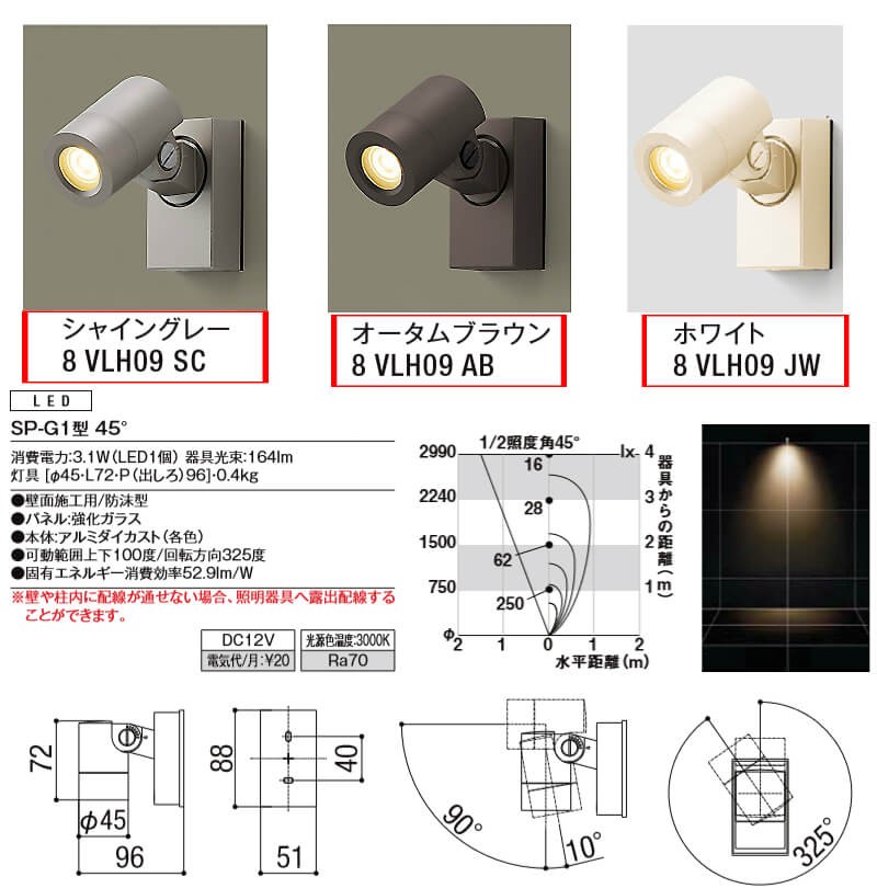 エクステリアライト 外構照明 12V美彩 スポットライト SP-G1型 45