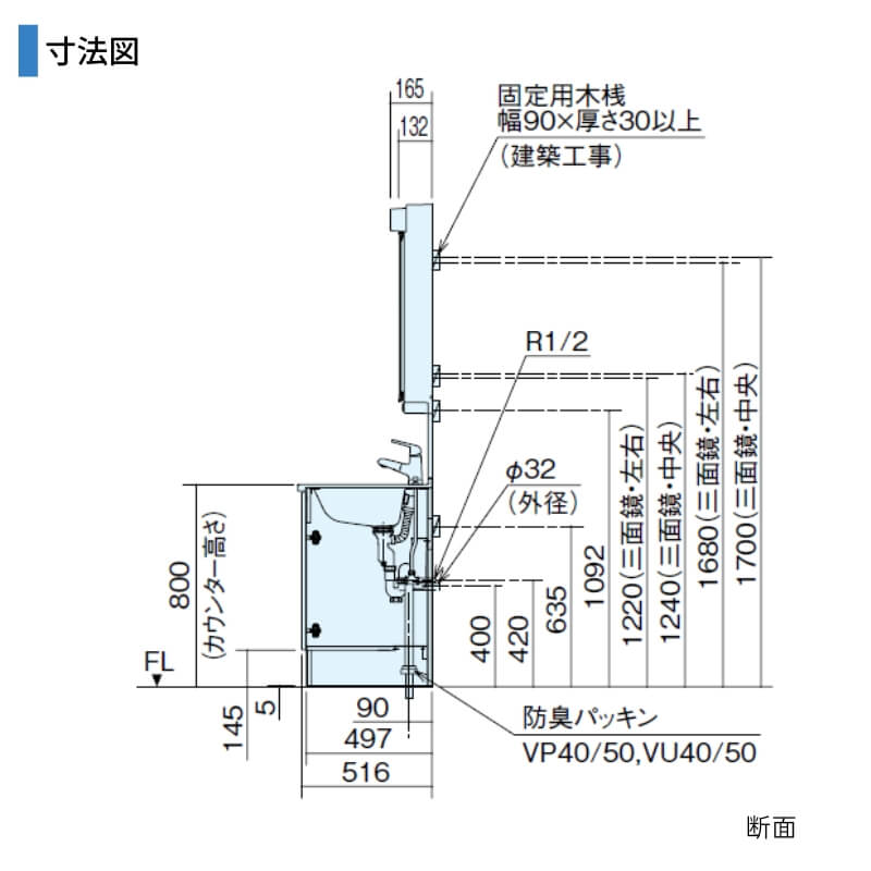 洗面台 パナソニック シーライン セットプラン GC-755P 扉柄タイプC/B/A/S 幅750 奥行530mm 両開きタイプ 抗菌加工 Panasonic D530 おしゃれ リフォーム DIYの画像