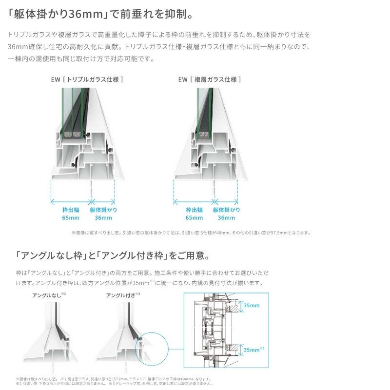 引き違い窓 25618-2 EW for Design (TG) W2600×H1870mm 樹脂サッシ 窓