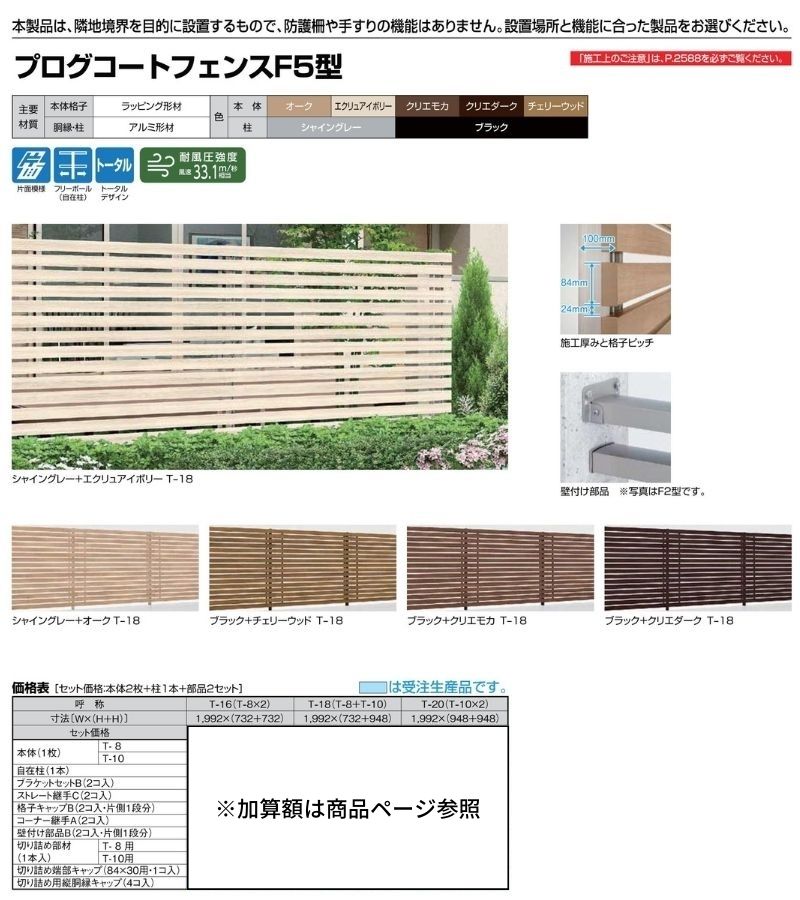 フェンス LIXIL プログコートフェンスF5型 T-18(T-8＋T-10) 本体 1992