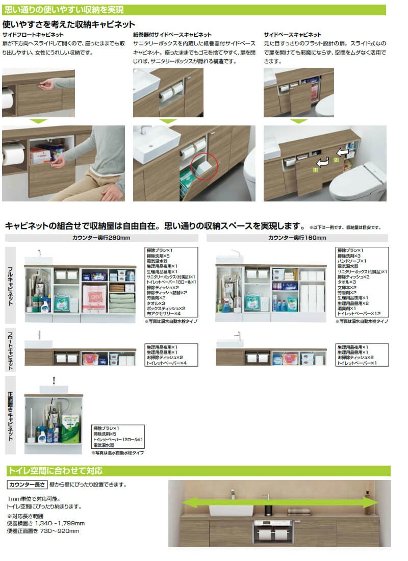 トイレ手洗 キャパシア フルキャビネット カウンター奥行160 手洗器一