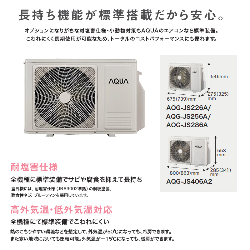 在庫あり】 エアコン 14畳 200V アクア AQA-JS406A2 スタンダード