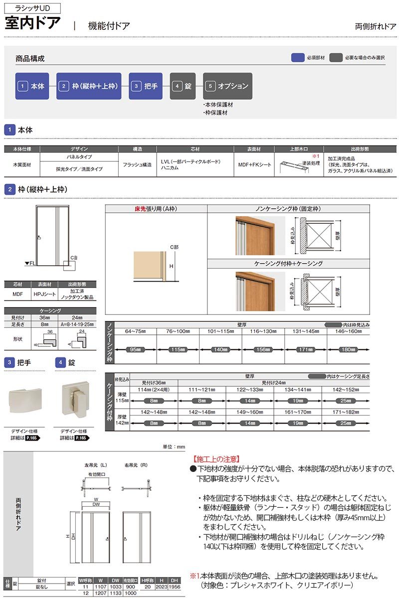 リクシル 室内ドア 建具 ラシッサUD 機能付ドア 両側折れドア 木質面材 採光タイプ HHF ケーシング付枠 1120/1220 LIXIL 扉  交換 リフォーム DIY : laud-kino-k5 : アルミサッシ専門店 - 通販 - Yahoo!ショッピング