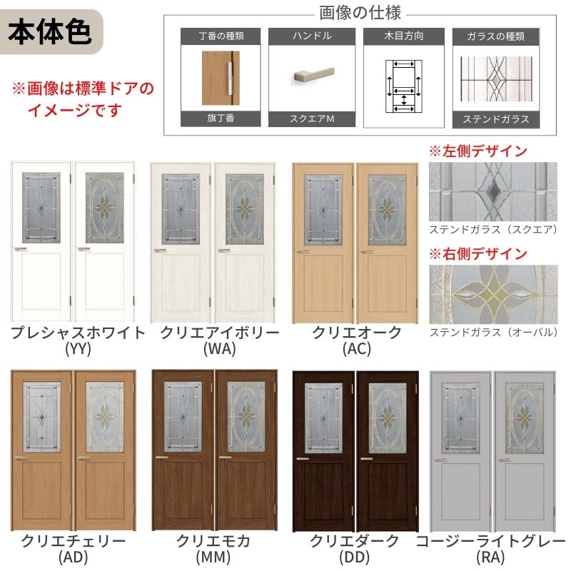 LIXIL ランマ付 室内ドア ラシッサS ノンケーシング枠 LWB 片開き 錠付き/錠なし 07724 W778×H2400mm ガラス入り クラシック 建具 リビングドア リフォーム DIY_4