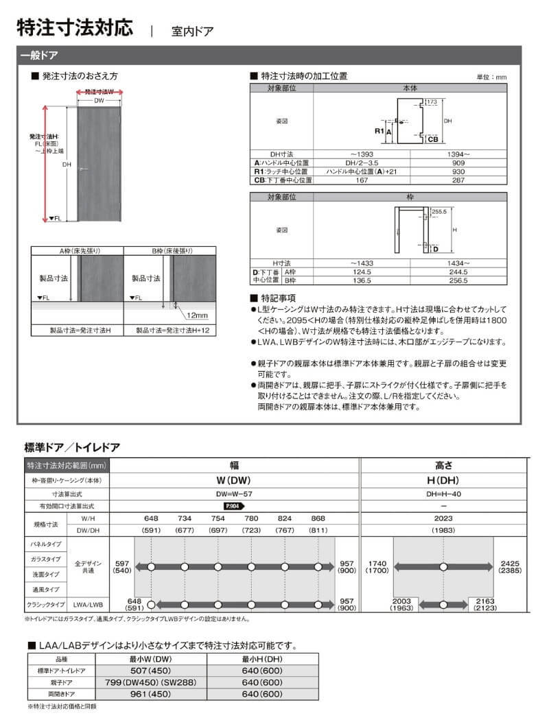 リクシル ラシッサD ラテオ 室内ドア 標準ドア ALTH-LAA ケーシング付枠 W507〜957mm×Ｈ640〜2425mm - 10