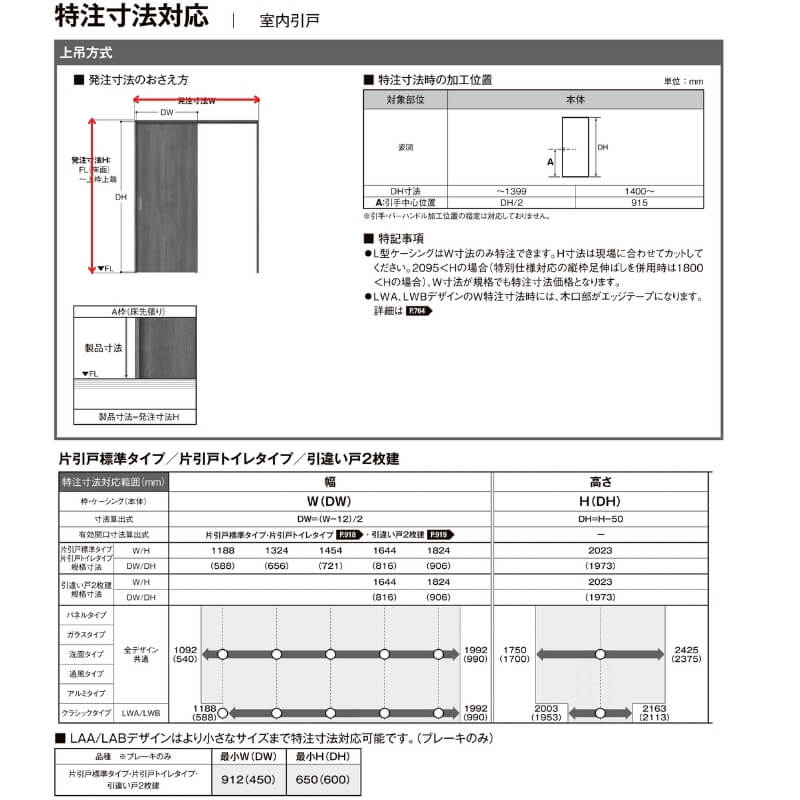 リクシル ラシッサD ラテオ 上吊方式 片引戸 標準タイプ ALUK-LAA ケーシング付枠 W912(Ｗ1092)〜1992mm×Ｈ650(Ｈ1750)〜2425mm - 6