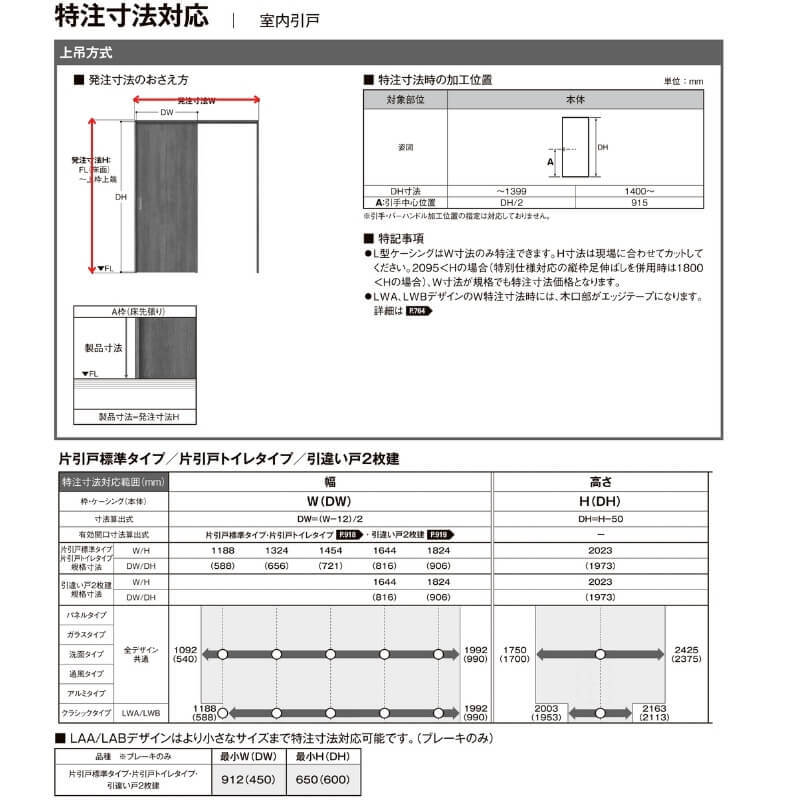 リクシル ラシッサD パレット 室内引戸 上吊方式 片引戸 標準タイプ APUK-LGJ ノンケーシング枠 Ｗ1092〜1992mm×Ｈ1750〜2425mm - 6