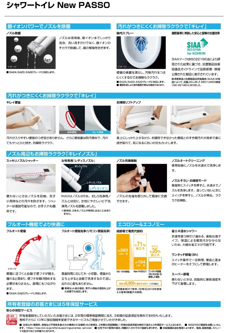 温水洗浄便座 CW-EA24QC シャワートイレ New PASSO アメージュ便器用 フルオートリモコン式 INAX イナックス LIXIL  リクシル ニューパッソ 便座 本体 交換