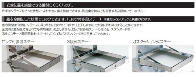 らくらくハッチ OM-61503 ガスクッション式ステー 外寸900×900mm