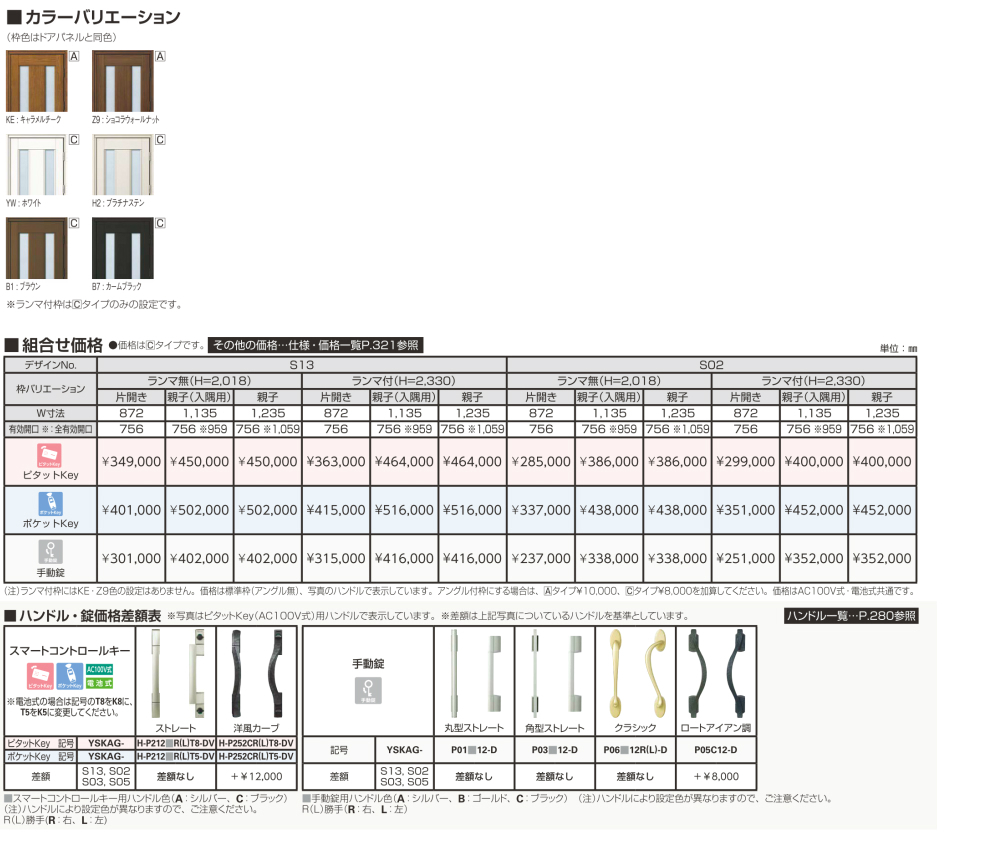 玄関ドア YKKap プロント S02 片開きドア 手動錠仕様 W872×H2330mm